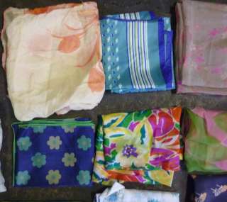 Vintage Lot of 13 Silk Scarves Floral Design Colorful GREAT  