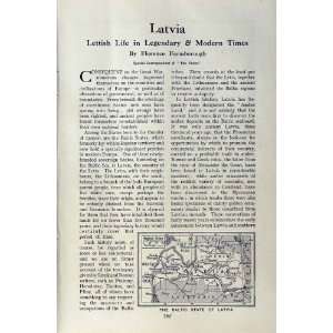  c1920 MAP BALTIC STATE LATVIA LATVIAN LADY REGALIA