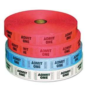 Admit One Ticket Multi Pack, 4 Rolls, 2 Red, 1 Blue, 1 White, 2000 