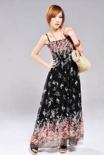 Women Trendy Classic Chiffon Floral Prints Full Length Boho Casual 