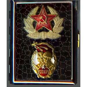  Silvertone Cigarette Case with Soviet Insignia and Built 