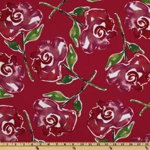  44 Wide Ambrosia Holiday Large Rose Red Fabric By The 