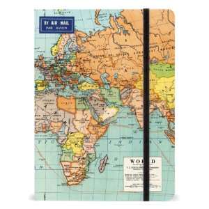  Cavallini 6 by 8 Inch Notebook, World Maps, 144 Pages 