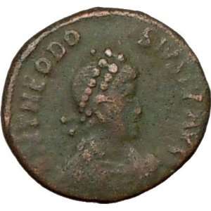  THEODOSIUS I 388ADAuthentic Ancient Roman Coin VICTORY CHI 