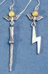 Harry Lightning Bolt Snitch Wand Potter Charms Earrings  