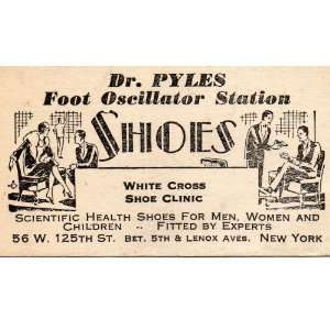 Vintage Business Card Dr. Pyles Foot Oscillator Station Shoes, White 