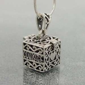 Courage/Wisdom/Truth PrayerBox Locket 925Silver Pendant  