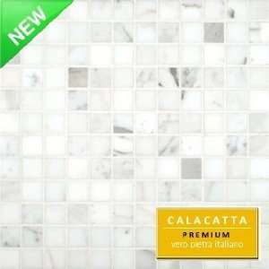 Calacatta Gold Italian Marble 1x1 Square Mosaic Polished 