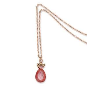 Rose tone Rose & Light Colorado Crystal Teardrop 16in Necklace/Mixed 