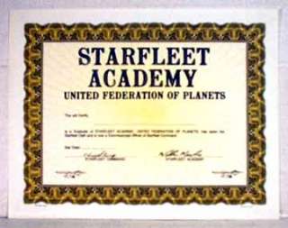 Starfleet Academy Graduation   Star Trek Certificate  