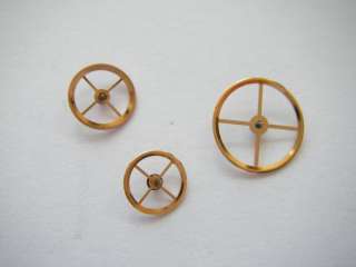 Three Omega watch balance wheels & staffs 245 550 483  