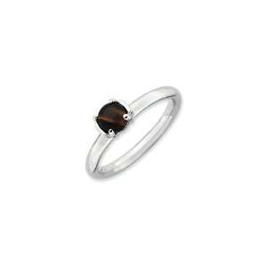  Silver Stackable Expressions Tigers Eye Ring, size 9 