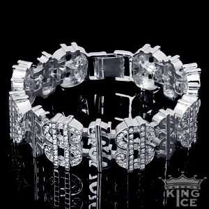    Silver Plated Money Dollar Sign Hip Hop Bling Bracelet Jewelry