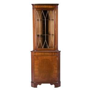  Mahogany Corner Cabinet With Brass Inlay