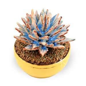   Agave Potted Cactus Handmade Metal & Enamel Trinket Box Toys & Games