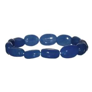  Dyed Blue Jade Beaded Stretch Bracelet Jewelry