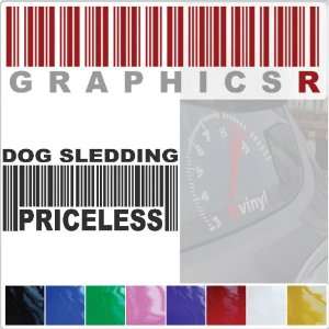   Barcode UPC Priceless Dog Sledding Sled Man Husky Malamute A682   Red