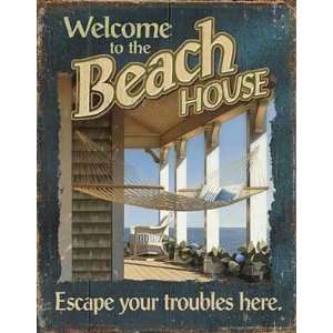  Welcome to the Beach Antiqued Tin Sign