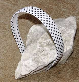 Grosgrain Flat Fitted White w/Black Swiss Dots Headband  