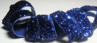 ROYAL BLUE GLITTER METALLIC SPARKLE SHIMMERING RIBBON 3 YARDS 