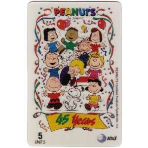 Snoopy Collectible Phone Card 5u Peanuts Gang   45 Years With Snoopy 