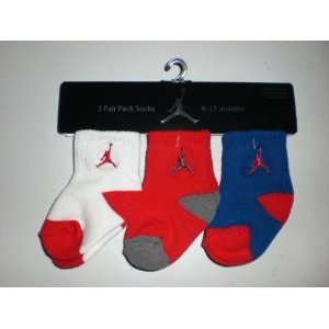 Air Jordan Newborn Baby Socks White, Red, & Blue W/classic Jordan Air 