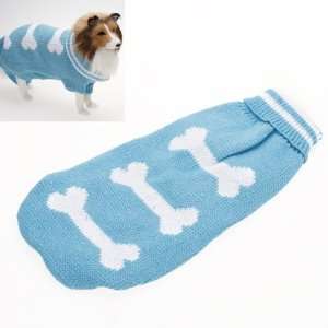  Blue Turtleneck Dog Sweater Clothes w/ Bone Patterns 