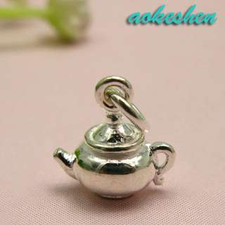 Cute mini Teapot 925 Sterling Silver charms earring Pendant eardrop 