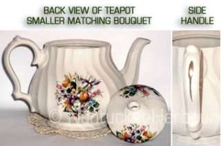 SIZE This full size teapot holds 4 5 cups and measures 7 tall 