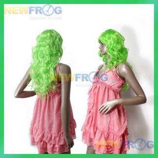 Dazzling Wig Funny Party Green Long Hair curly Costume  
