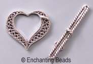 Filigree Heart Sterling Silver Toggle Clasp #798 (1)  