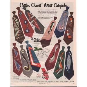  1952 Advertisement Cutter Cravat Artist Original Ties 