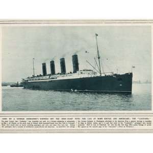 The Great Cunard Liner Lusitania, Was Torpedoed and Sunk by a German 