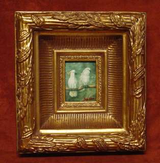 White Parrots, Miniature Frame Painting, 22S6  