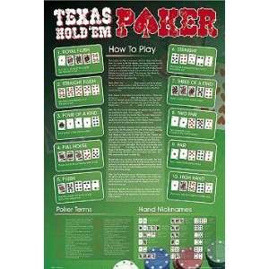  TEXAS HOLDEM POKER RULES POSTER 24 X 36 #GN0221xxx 