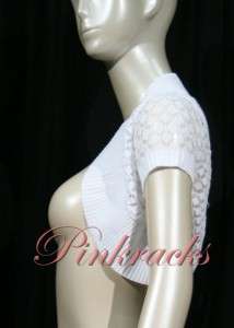 New White Lace Knitted Bolero Shrug  