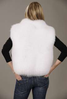 Pure white   shadow   feathered Fox vest   SAGA FURS   ALL SIZES XS M 