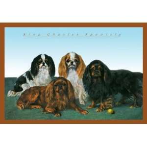  King Charles Spaniels 12x18 Giclee on canvas