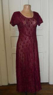 Vtg 80s SHEER Red Lace Festival REVIVAL Witch Goth Vampire Costume 