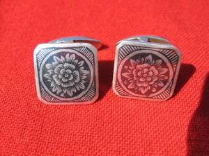 Russian Vintage Silver 875 Niello Cufflinks  