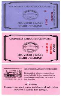 New Zealand   Goldfields Railway tickets  