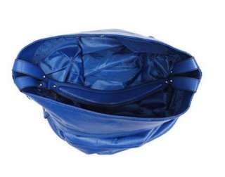 Blue Faux Leather Rivet Bucket Shoulder Handbag   Brand New  