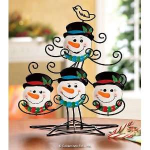  Decorative Snowman Plates and Plate Rack 