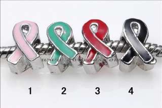 Pink Ribbon Breast Cancer Awareness European Charm Bead  