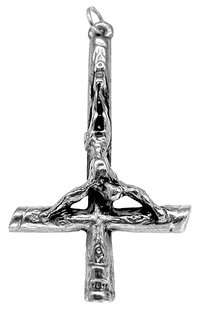 INVERTED CROSS 925SX2519 + CHAIN St. Peters Cross Pendant Satanic 
