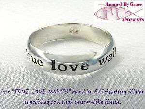 Sterling Silver TRUE LOVE WAITS Ring   Size 5 thru 9  