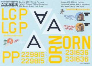 Kits World Decals 1/48 B 17 FLYING FORTRESS 91st Bomb Group  