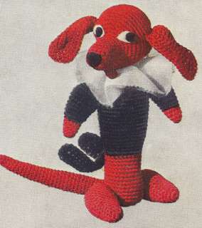 Vintage Crochet PATTERN Dog Dachshund Soft Toy Animal  