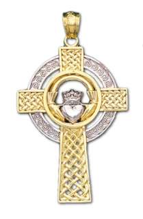 New Gold Irish Celtic Claddagh Cross Pendent Necklace  