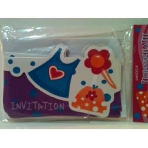 Party Wear Party Invitations Features Dress, Purse and Hair Clip (8 